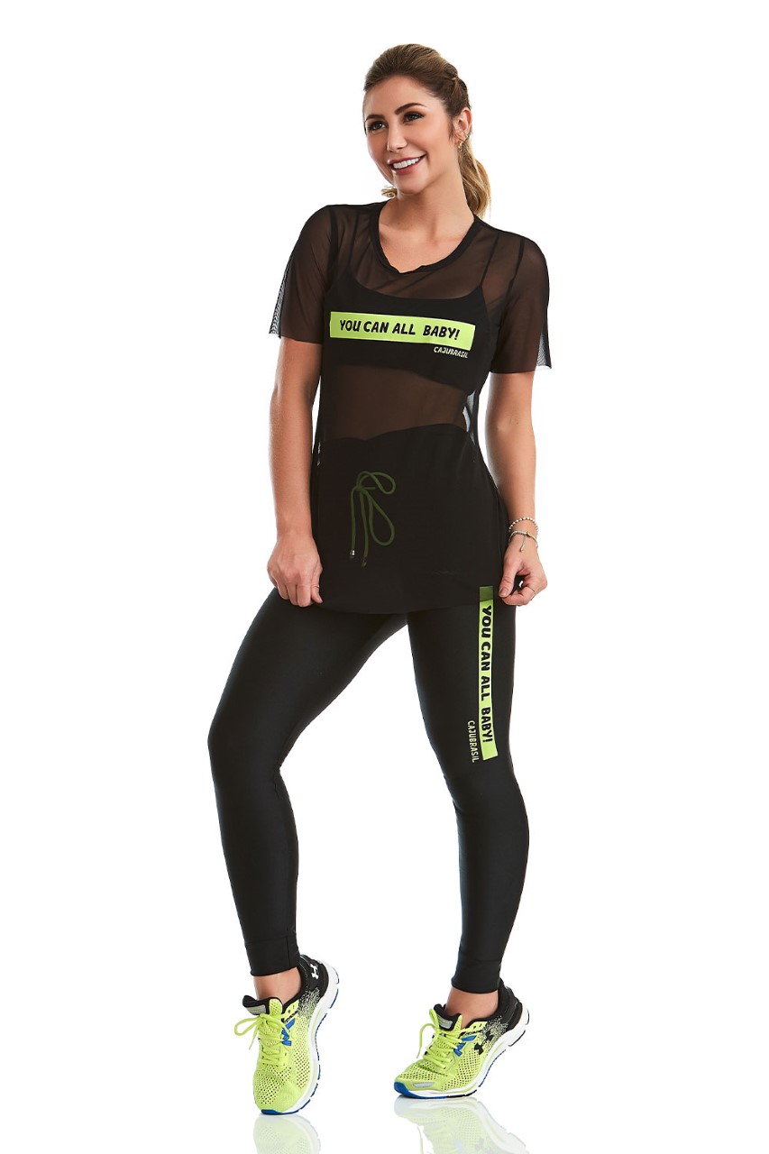Legging Neon Vibes – Preto com Verde – Use Stamina
